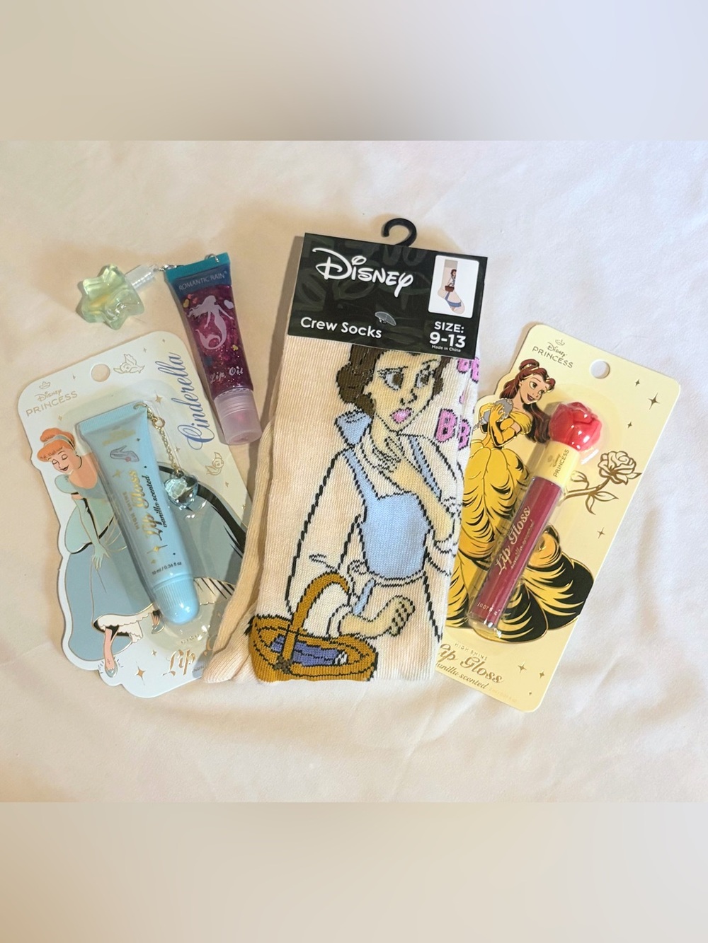 Disney Character Socks w/Lip Gloss Set